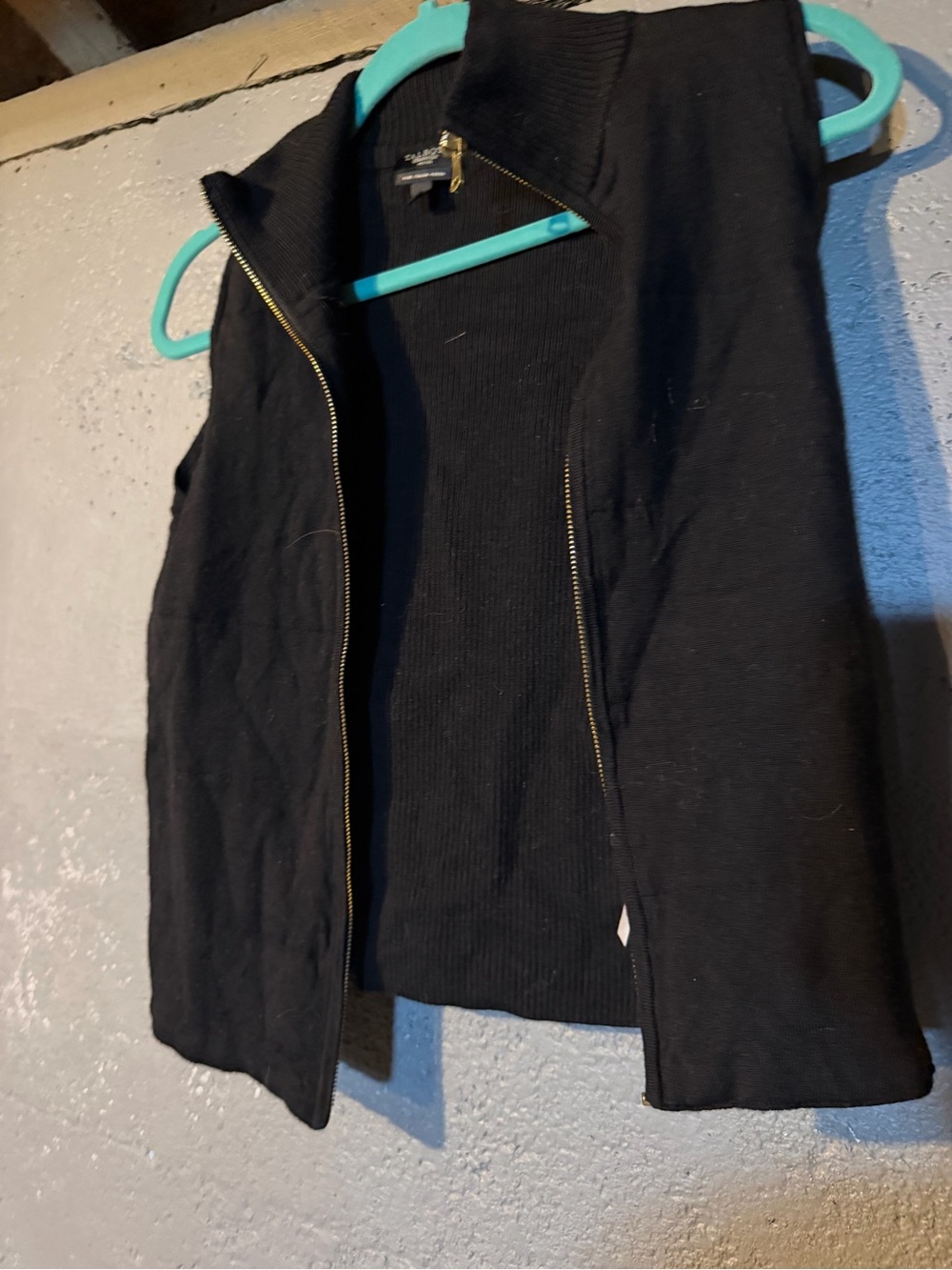 Talbots Black Zip-Front Knit Vest with Gold Hardware